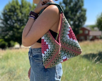 Crochet Granny Square Bag - Crochet Purse - Boho Crochet Bag - Ready to Ship