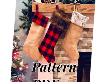 Updated Pattern PDF - Instant Download Christmas Stocking Pattern  - Even a beginner can make this stocking - sewing pattern and tutorial