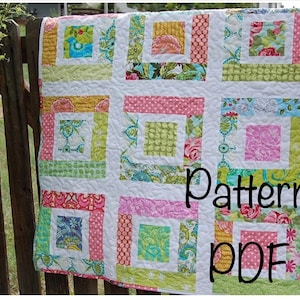 Lulu's Quilt PDF PaTTeRN - Easy Baby Quilt - Scraps Jelly Roll Charm Squares - PDF - Instant Download