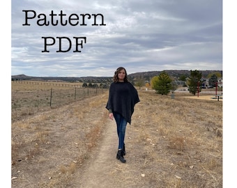 KINSEY Poncho Pattern PDF - DIY Poncho - digital knitting pattern - Easy poncho pattern - instant download