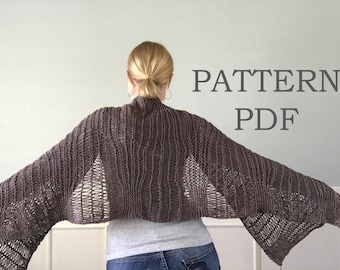 Une Echarpe Trouee - Summer Wrap or Shawl Easy Knitting PDF PATTERN - BoHo wrap or Wedding Shawl