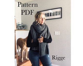 Pattern PDF - Rigge Bulky Scarf - PDF - Super Cozy Scarf pattern - Instant Download