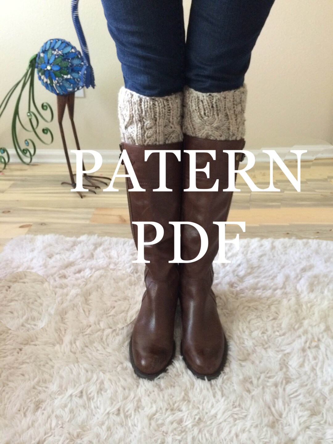 Boot Thread Patterns Pattern PDF - Short Boot Cuff PDF Pattern - Aran Cable - DIY Knitted ...