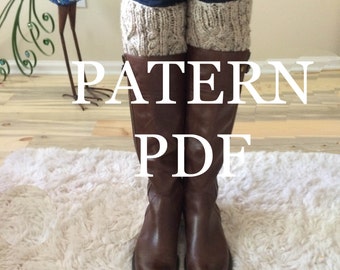 Pattern PDF - Short Boot Cuff PDF Pattern - Aran Cable - DIY Knitted Boot Cuffs - Instant Download