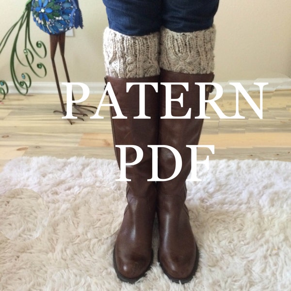 Short Boot Cuff PDF Pattern - Aran Cable - DIY Knitted Boot Cuffs