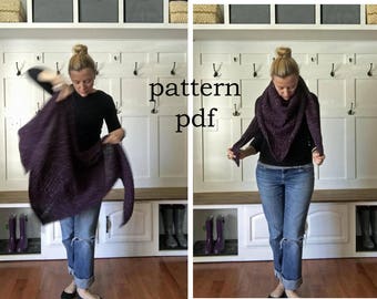 CAVENDISH Wrap Pattern PDF - DIY -  knitted Shawl - Cowl - Easy knitting Pattern - Instant Download