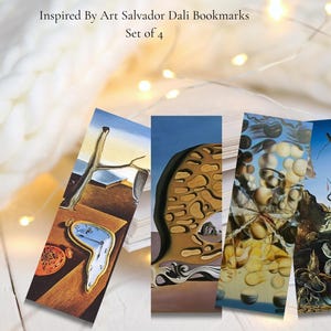 Salvador Dali Art Bookmarks: Surrealist Inspired, Set of 4 | Free Gift Message