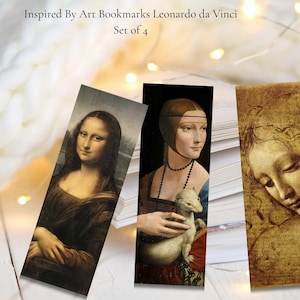 Marcapáginas de Leonardo da Vinci: Regalo de lectura inspirado en el arte / Mensaje de regalo gratuito