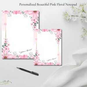 Pink Floral Personalized Notepad | Stationery for Women - Etsy