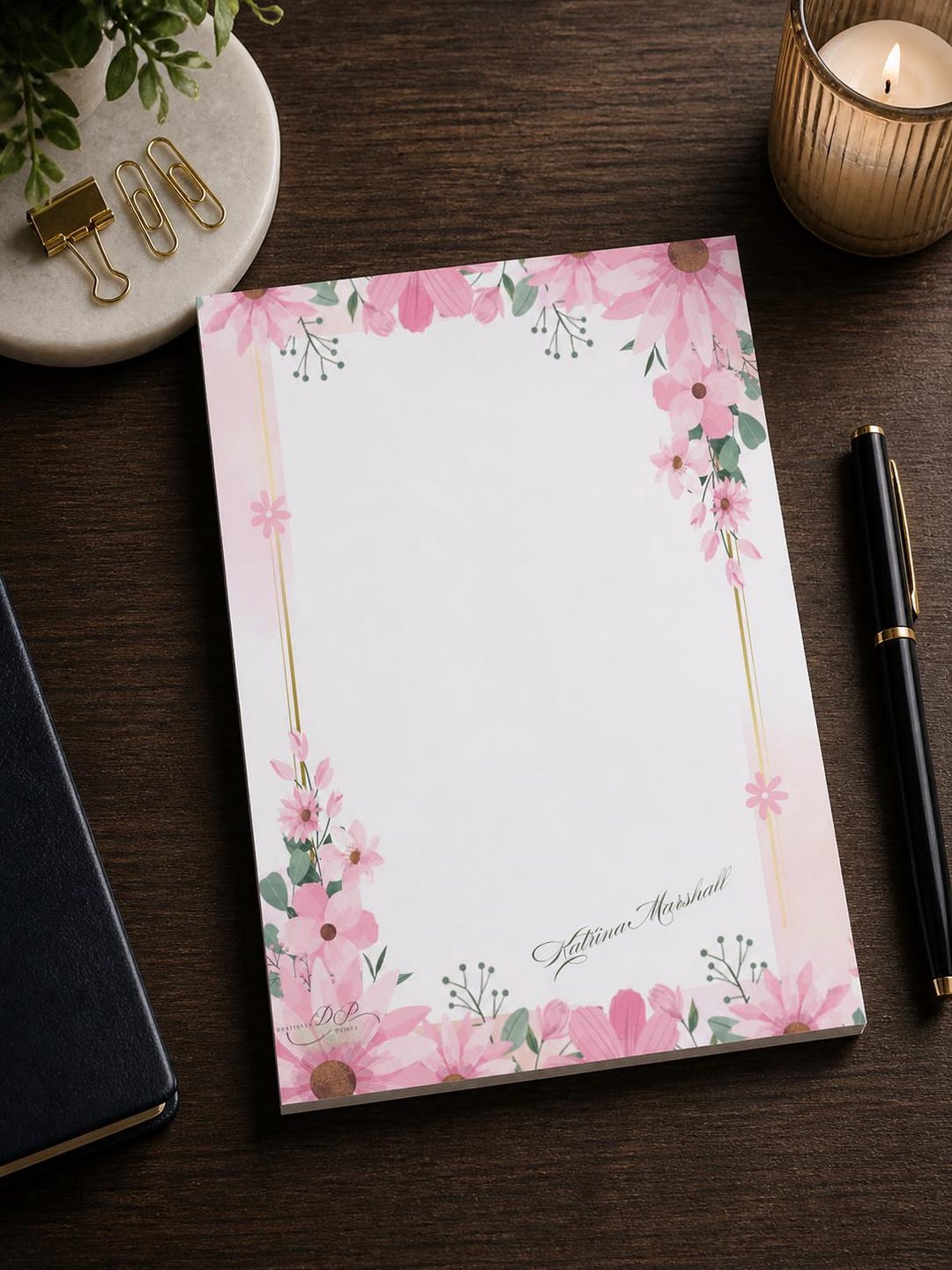 Pink Floral Personalized Notepad | Stationery for Women - Etsy
