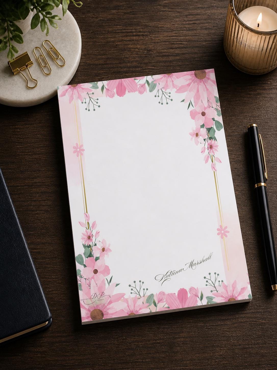 Pink Floral Personalized Notepad | Stationery for Women - Etsy