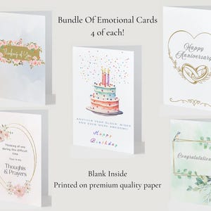 Pacote de cartões de felicitações emocionais | Cartão de felicitações | Pacote de cartões de felicitações | Papelaria | Cartões de felicitações