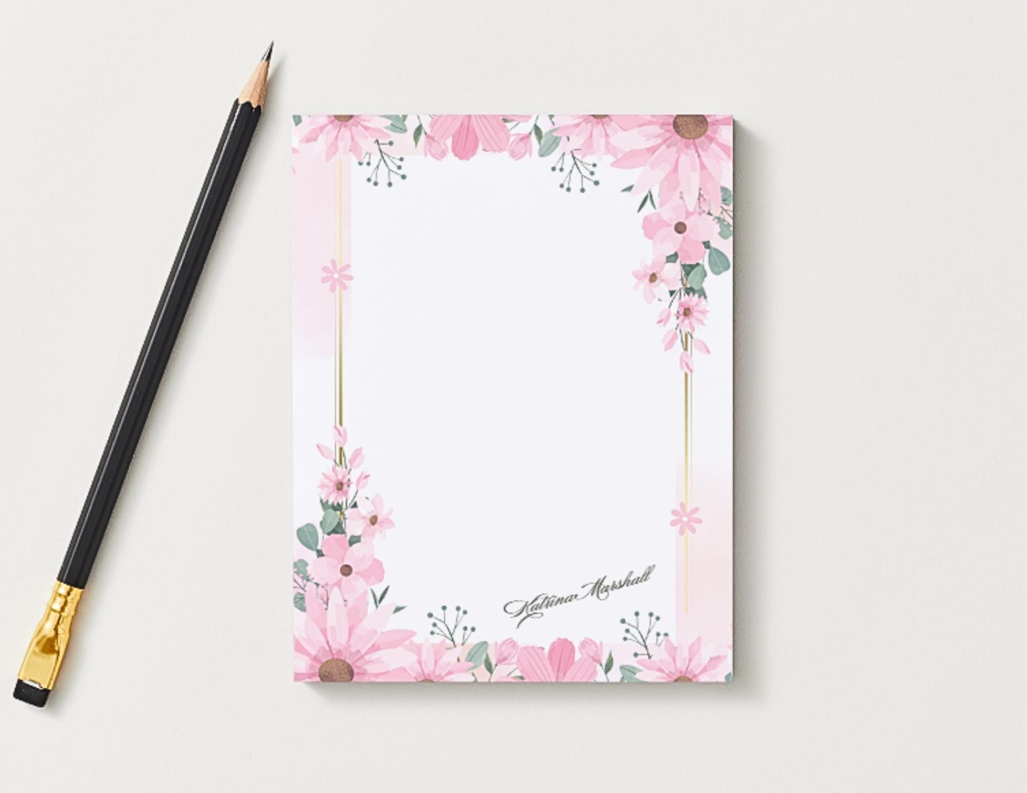 Pink Floral Personalized Notepad | Stationery for Women - Etsy