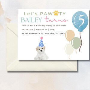 Invitation de fête d'anniversaire avec photo d'animal de compagnie | Papeterie pour animaux de compagnie | Invitation d'anniversaire d'animal de compagnie | faire-part | Invitation fête de chat | Invitation fête chien