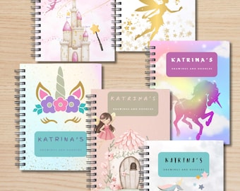 Personalized Children's Sketchbook - Unicorns and Fairies : Custom Cover, Spiral Bound