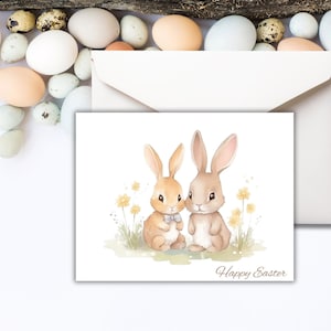 Frohe Ostern-Häschen-Grußkarte | Karte Ostern | Briefpapier | Grußkarten | Ostern Briefpapier | Briefpapier | Digitaler Download