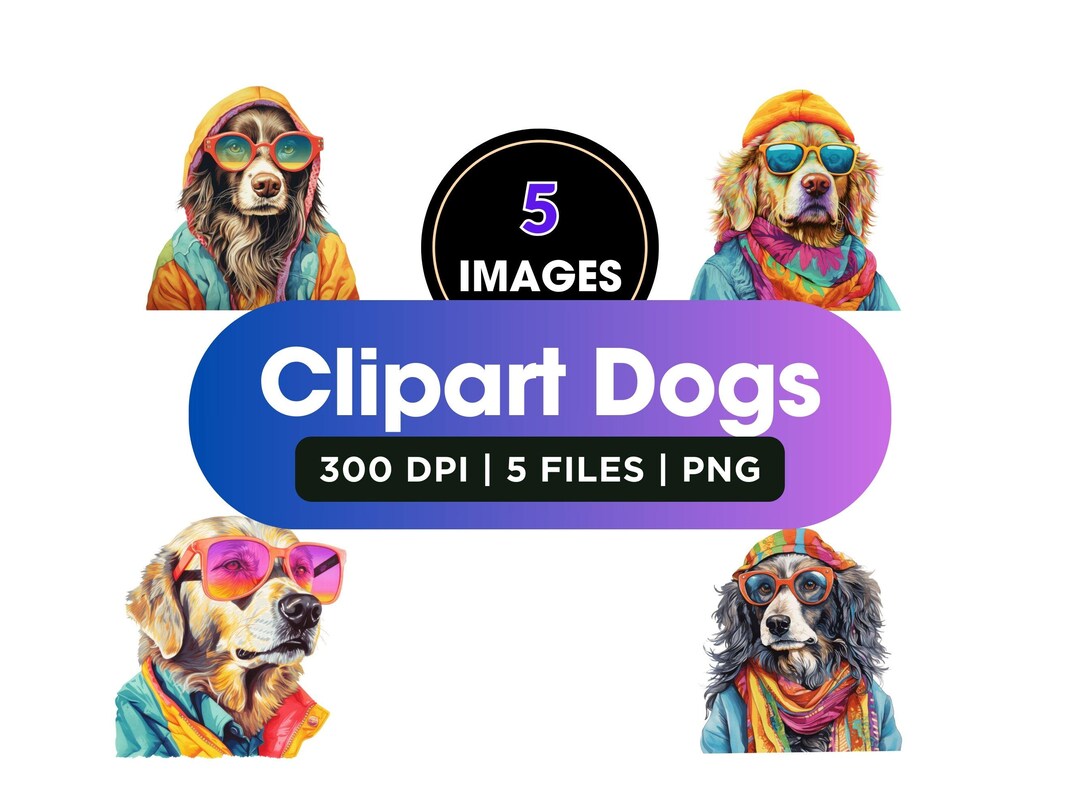 Dog Clipart PNG Bundle | Funny Dogs in Sunglasses (digital Download - Etsy