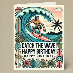 Verjaardagskaart voor surfers