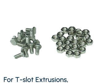 For T-slot Profiles, Bolts (25 Pieces) + Nuts (25 Pieces)