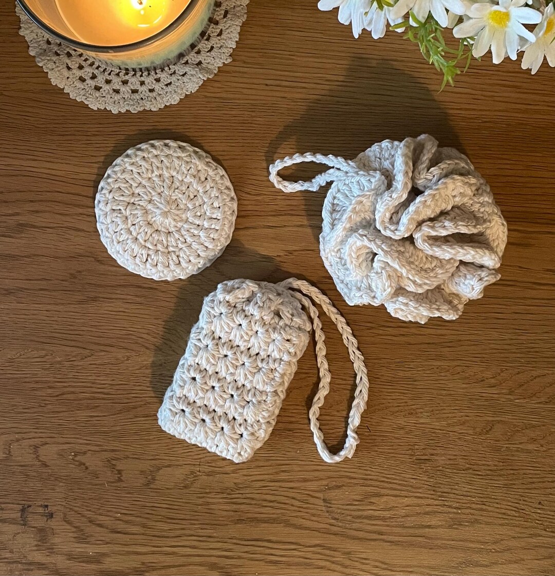 3 Piece Crochet Spa Set Pattern, Reusable Eco Friendly Face Scrubby ...
