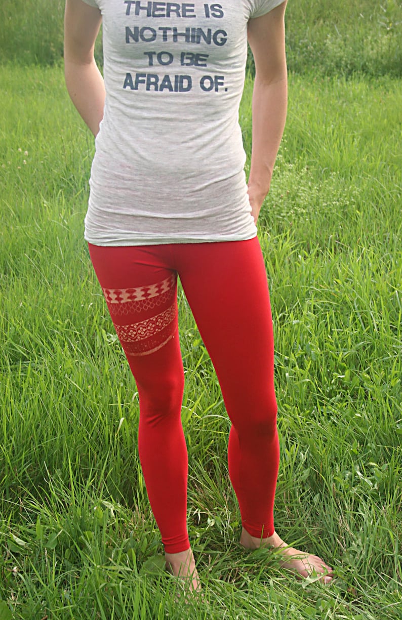 Red yoga leggings yoga pants tribal leggings pilates Etsy