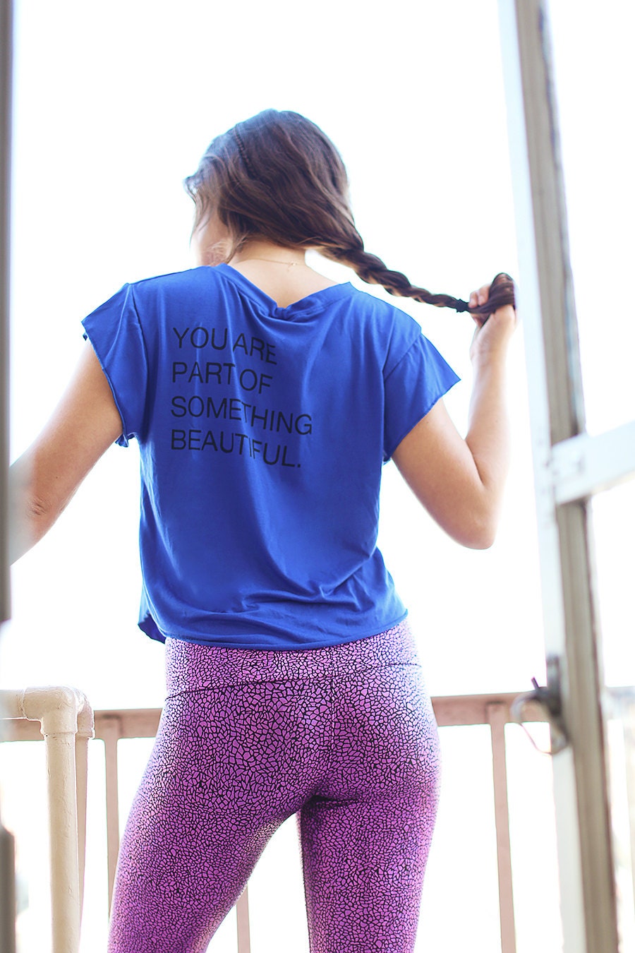 Yoga top // pilates clothing // royal blue yoga tshirt // Etsy