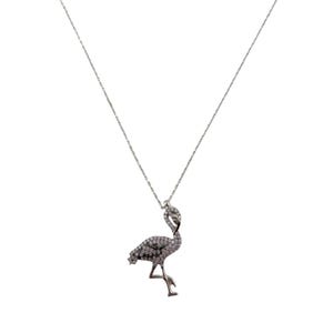Sterling Silber CZ Lila Flamingo Damen Halskette