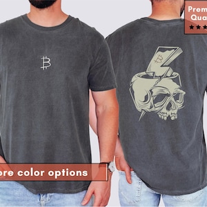 Comfort Colors Skull Bitcoin Shirt, BTC Unisex Tshirt, Trading Tee Shirt, Crypto Gift, Satoshi Nakamoto Shirt, Blockchain Merch
