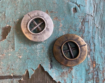 ABS Metal Plated Button 4 Hole Scroll Design 60 Line Alumino