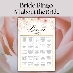 Bingo rosa y dorado para despedida de soltera, juego de fiesta de bodas, encuentra al invitado, actividad para despedida de soltera, fiesta floral, encuentra al invitado, bingo