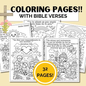 Memory Verse Coloring Pages: Sunday School Bible Activity (PDF Download) Colouring sheets match with a key memory verse for childrens church