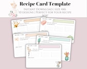 Recipe Card template 4 X 6 blank recipe card fillable form recipe card for cooking or baking instant download simple recipe card