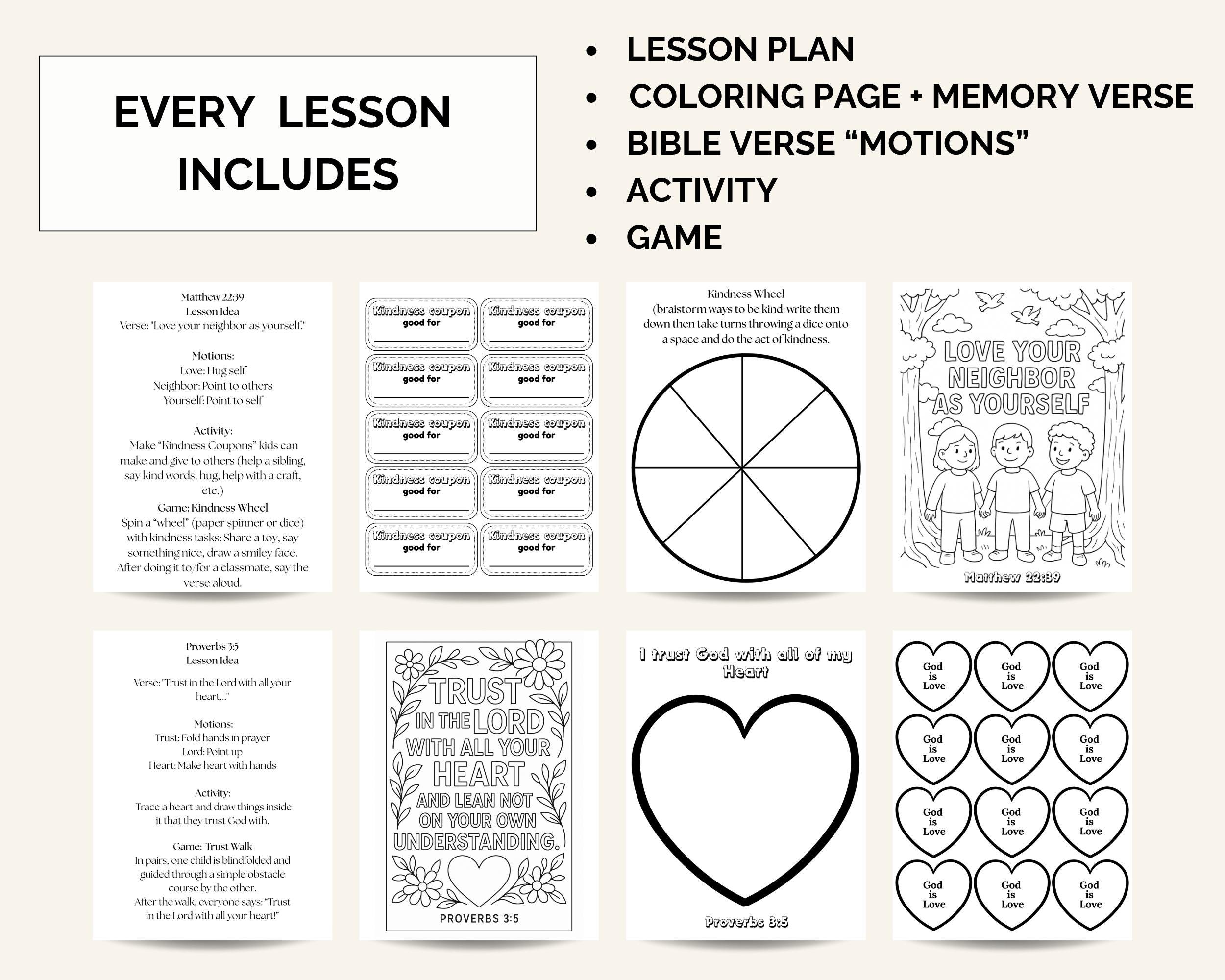 Sunday School Lesson Bundle With Memory Verse, Fun Activity, Game ...