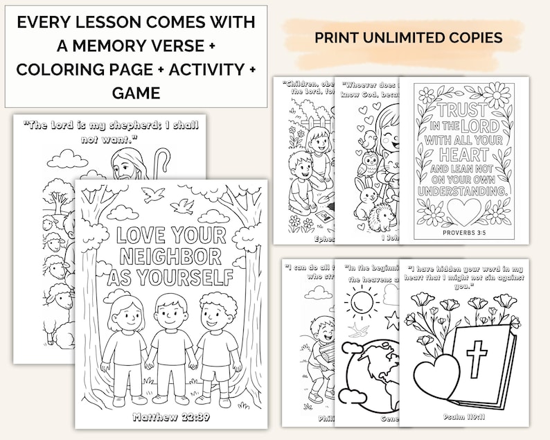 Sunday School Lesson Bundle With Memory Verse, Fun Activity, Game ...