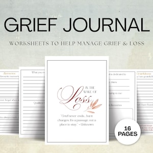 Grief Journal for Healing: Guided Prompts, Teens & Adults (Digital Download, PDF)