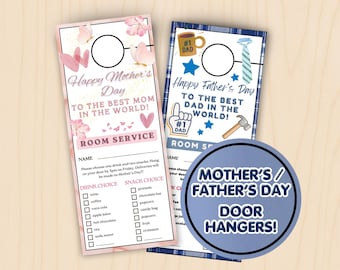 Mors dag/Fars dag dörrhängare för snacksleverans utskrivbar present till mamma eller pappa för födelsedag, årsdag etc. Redigerbar dörrhängare