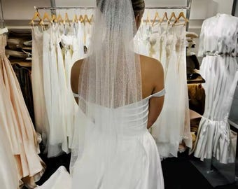 Glitter bruidssluier, sprankelende bruidssluier met kam, bling tule sluier, ivoren kathedraalsluier, wals, knie, sluier vingertoplengte, witte sluier