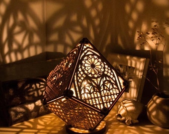 Handmade Gothic Cathedral Shadow Lamp: Birchwood Mood Lighting