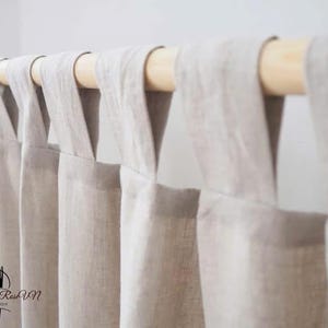 Pure Linen Cafe Curtain Panel,Tab Top Linen Curtain Panel, Simple Curtain, White Linen Bistro Curtain, Custom Cafe Curtain, Kitchen Curtain