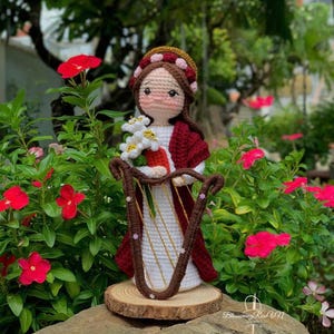 Saint Cecilia Doll, St. Cecelia Crochet, Amigurumi, Catholic Baby Gift, Saint Cecilia Gift, St. Cecilia Doll,Christmas Gift for Family