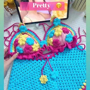 Crochet Bikini Crochet Set,,Boho Festival Outfit,Crochet Beach, Crochet Top, , Crochet Braletta, Festival Top,Handmade Gift