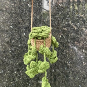 Crochet 4 Leaf, Crochet String of Pearls Plant Car Hanging, Crochet Plant Car Diffuser Hanging, Car Accessories for Women, Cute Car Decor