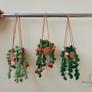 Vibrant String Of Pearls  Car Hanging , Crochet Plant Car Diffuser Hanging, Car Accessories for Women, Cute Car Decor