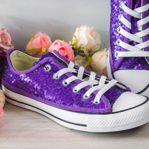 Sparkly Purple Sneakers, Custom Wedding Shoes, Brides, Bridesmaids, Prom Shoes