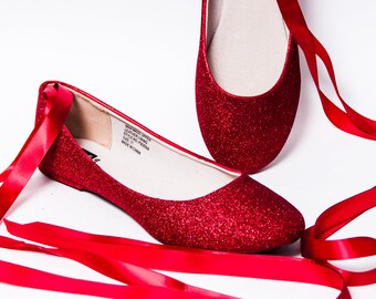 red glitter ballet slippers