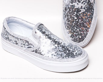 silver sparkly vans shoes