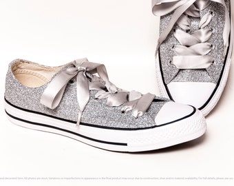 ladies silver converse trainers