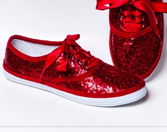 red glitter tennis shoes