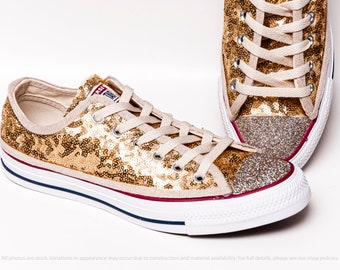 converse gold sequin and canvas sneakers