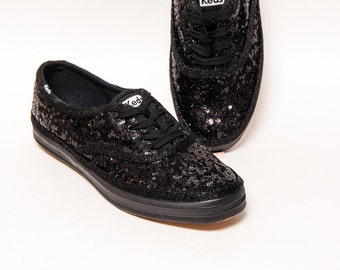 black sequin trainers